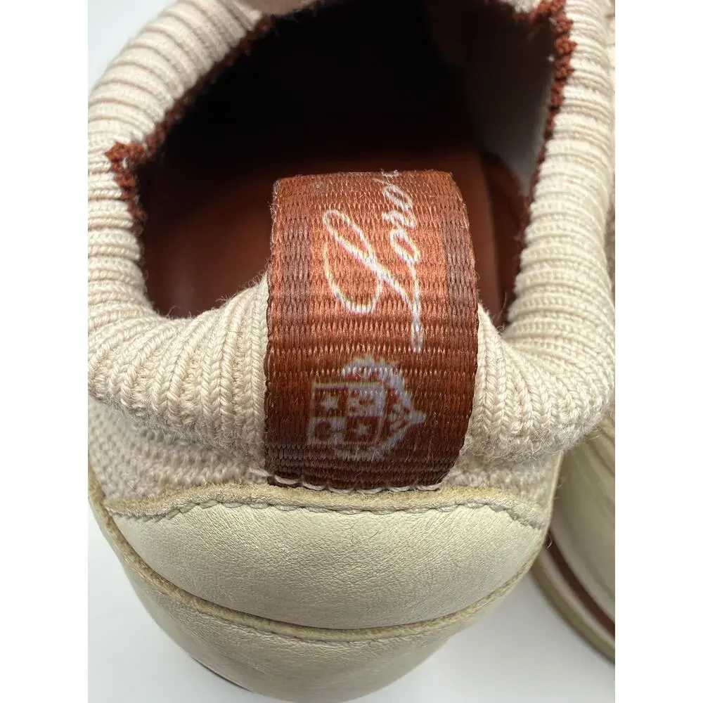 Loro Piana 360 LP Flexy Walk Size 42 Cream Fabric and Leather Lace Up Sneakers